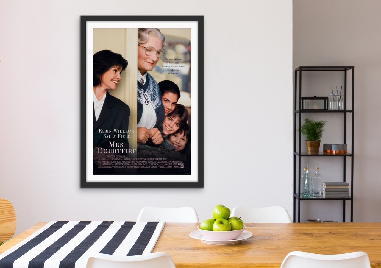 An original movie poster for the Robin Williams comedy Mrs Doubtfire