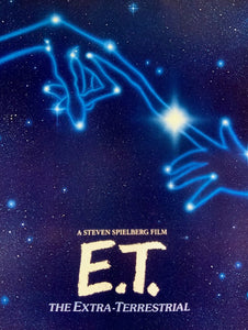 An original movie poster for the Steven Spielberg film E.T. The Extra Terrestrial