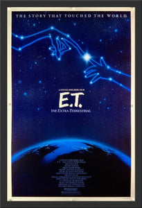 An original movie poster for the Steven Spielberg film E.T. The Extra Terrestrial