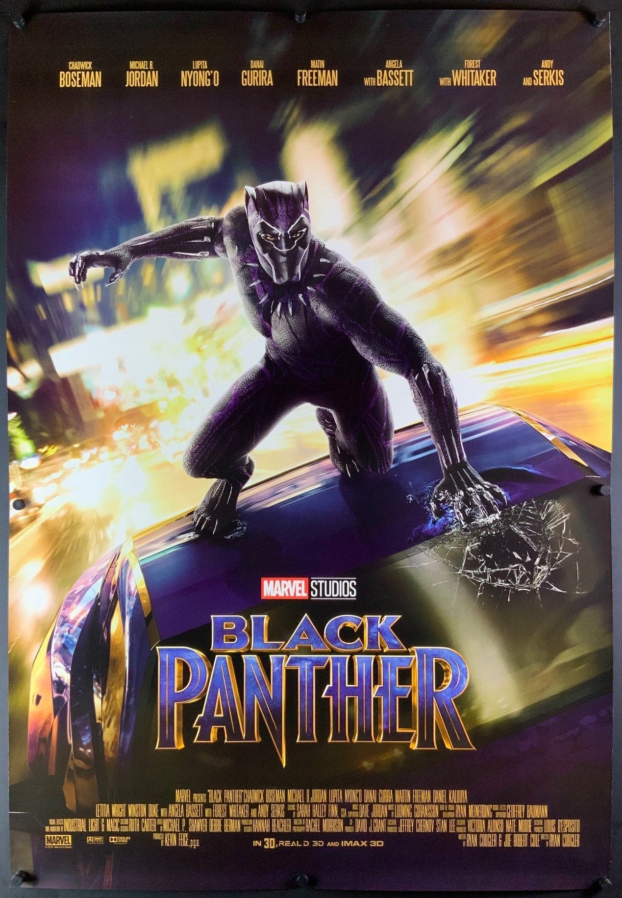 An original movie poster for the Marvel MCU film Black Panther