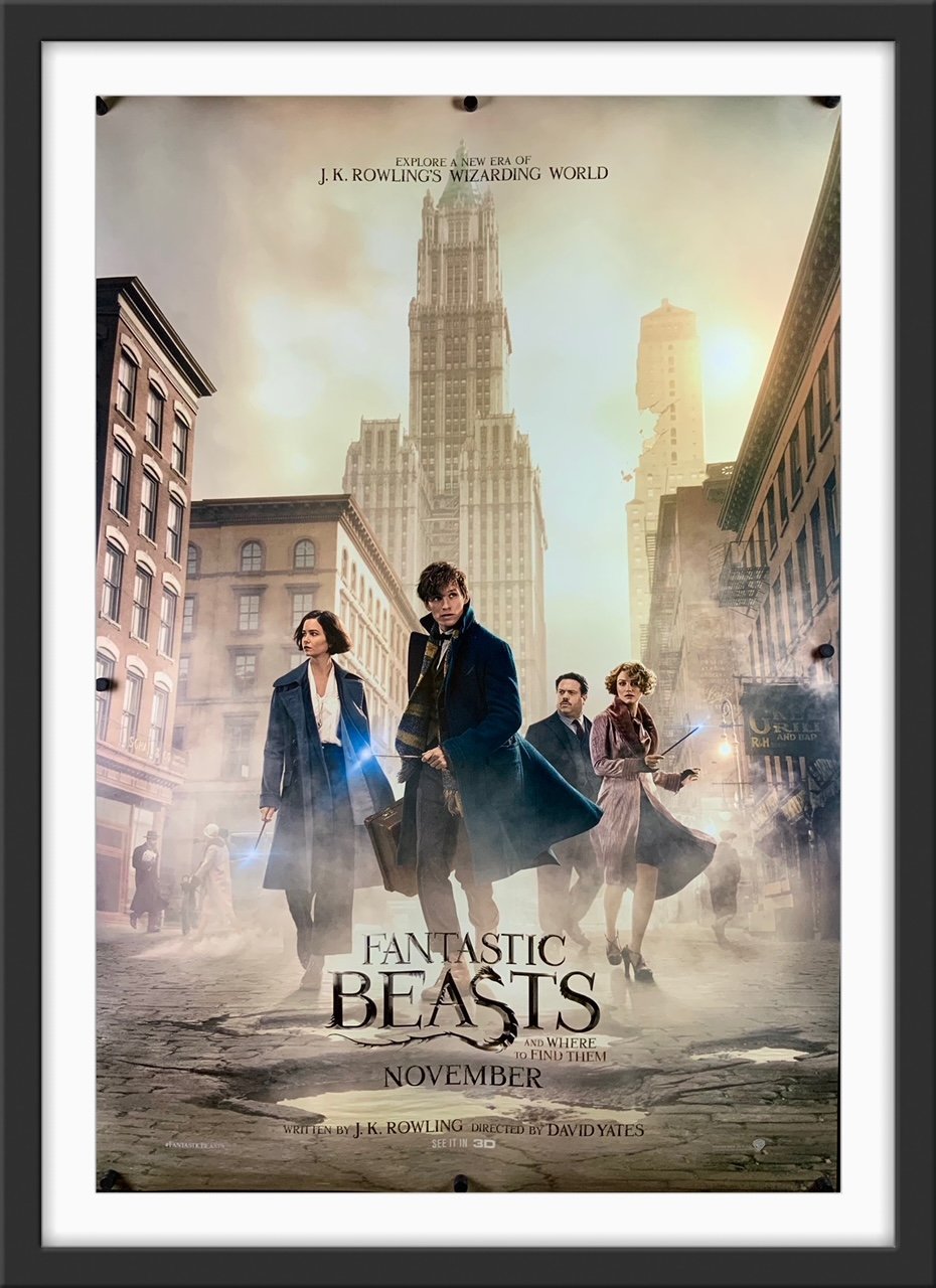 An original movie poster for the Wizarding World film Fantastic Beasts and Where To Find Them