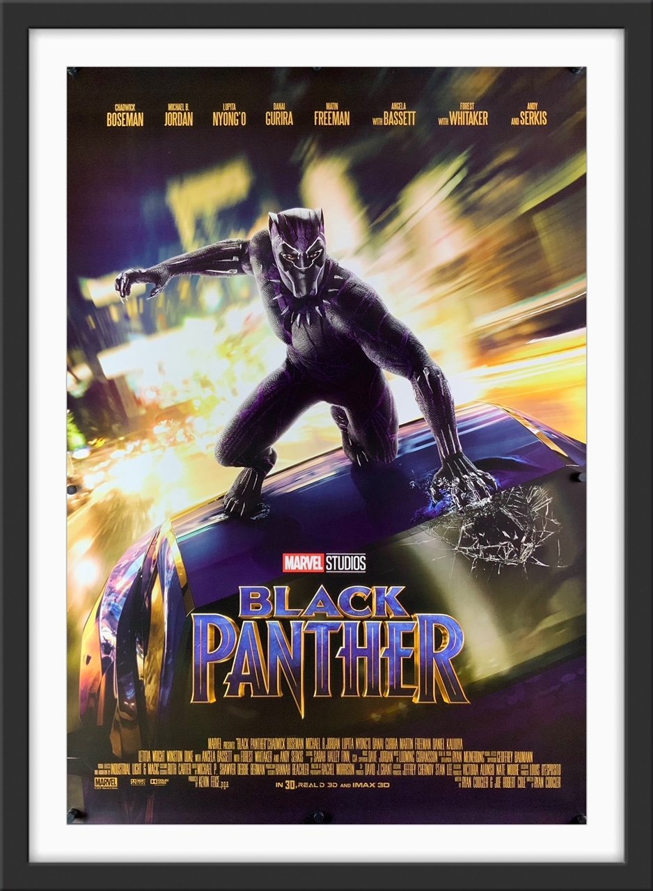 An original movie poster for the Marvel MCU film Black Panther