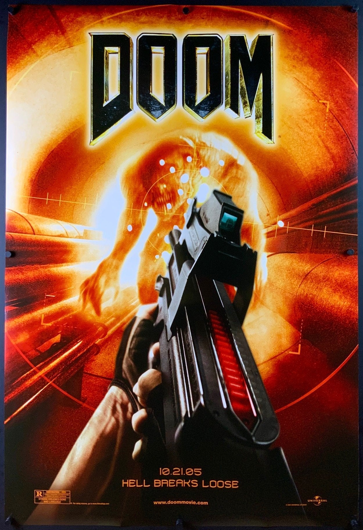 An original movie poster for the computer game film Doom