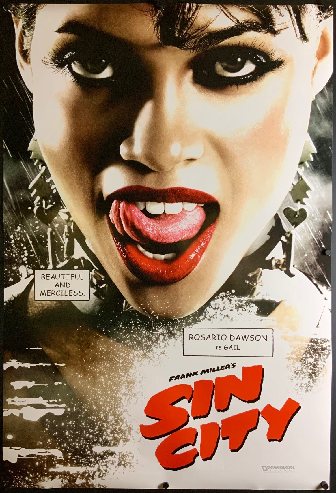 An original movie poster for the film Sin City with Rosario Dawson