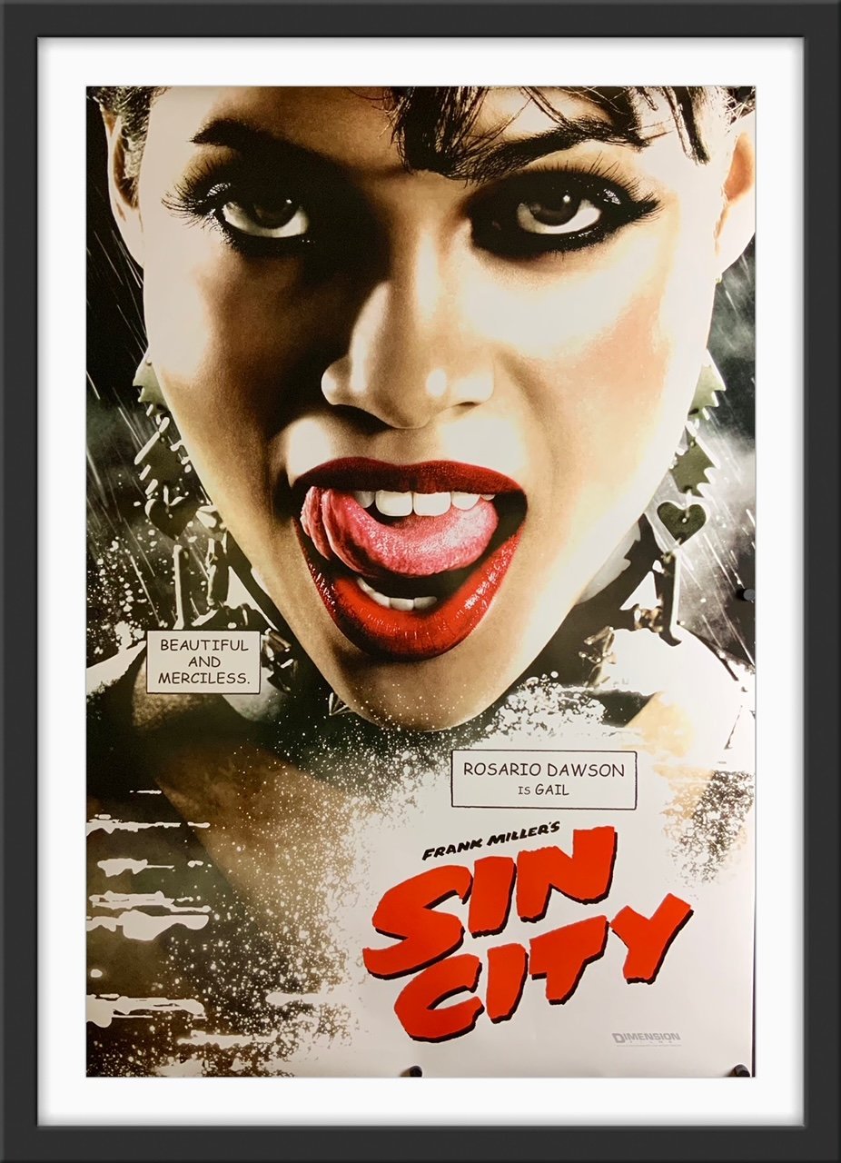 An original movie poster for the film Sin City with Rosario Dawson