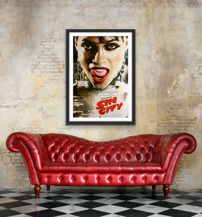 An original movie poster for the film Sin City with Rosario Dawson