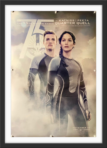 An original movie poster for the Hunger Games film Catching Fire