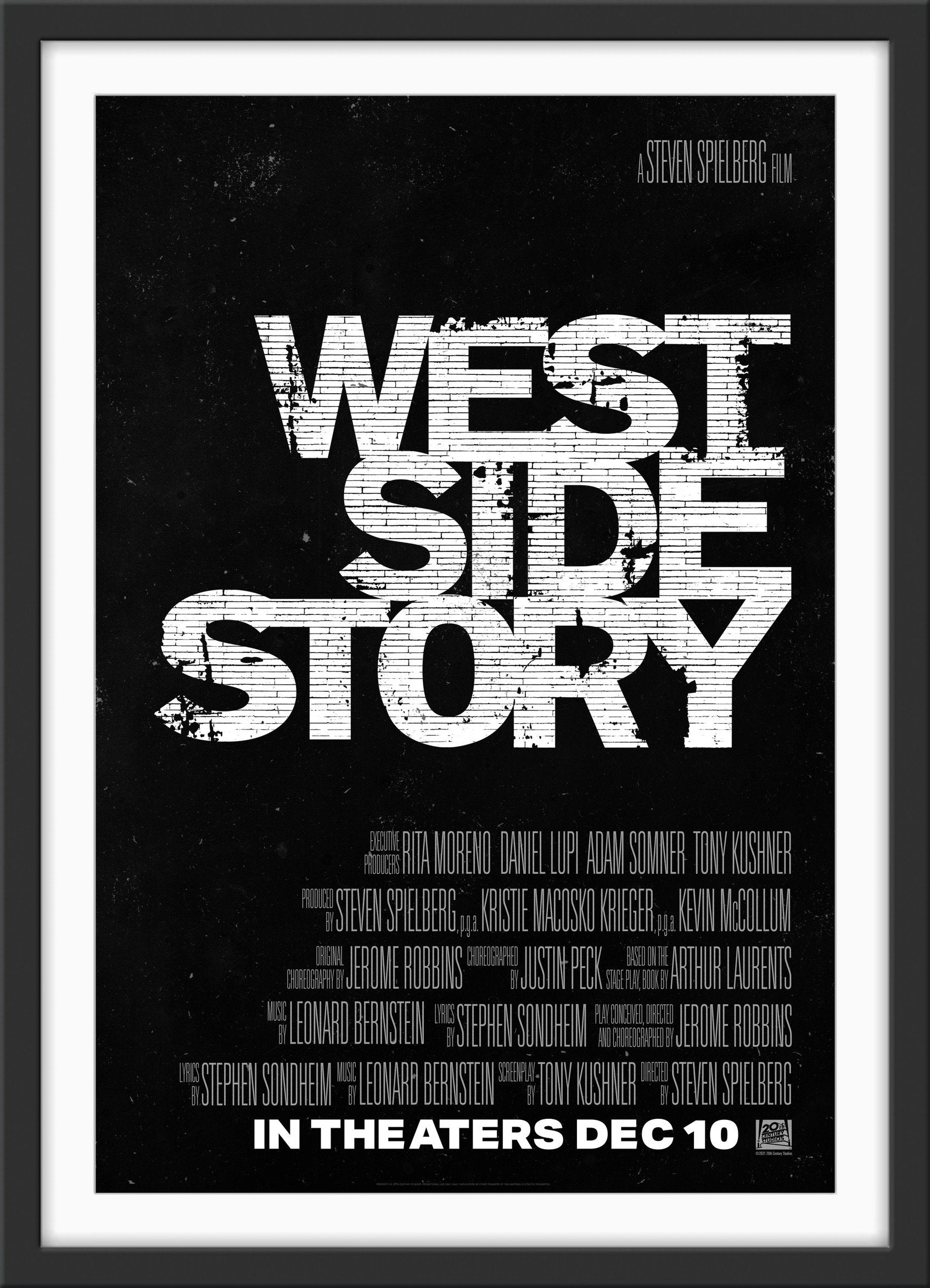 An original movie poster for the Steven Spielberg 2021 film West Side Story