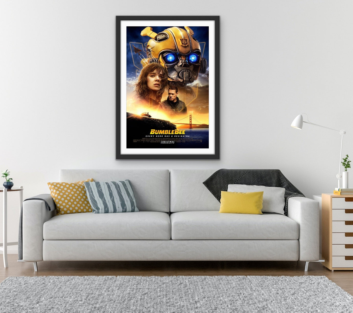 An original movie poster for the Transformers film Bumblebee