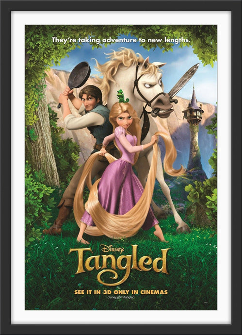 An original movie poster for the Disney film Tangled