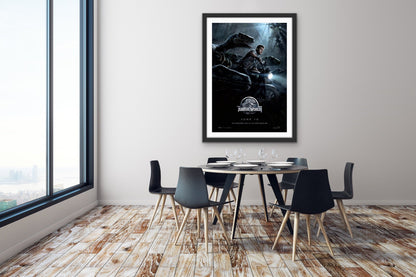 An original movie poster for the film Jurassic World