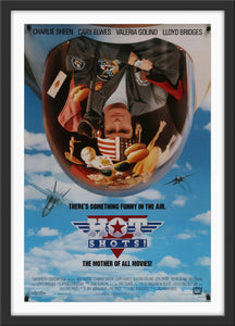 An original movie poster for the Top Gun parody film Hot Shots