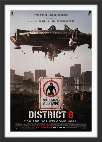 An original movie poster for the sci-fi film District 9