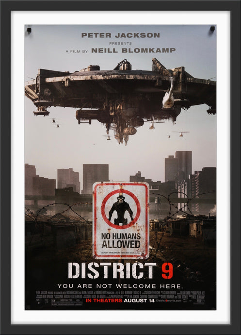 An original movie poster for the sci-fi film District 9