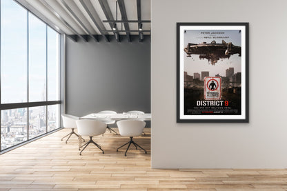 An original movie poster for the sci-fi film District 9