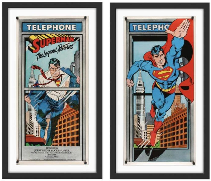 Two commemorative posters celebrating the 50th birthday of Superman