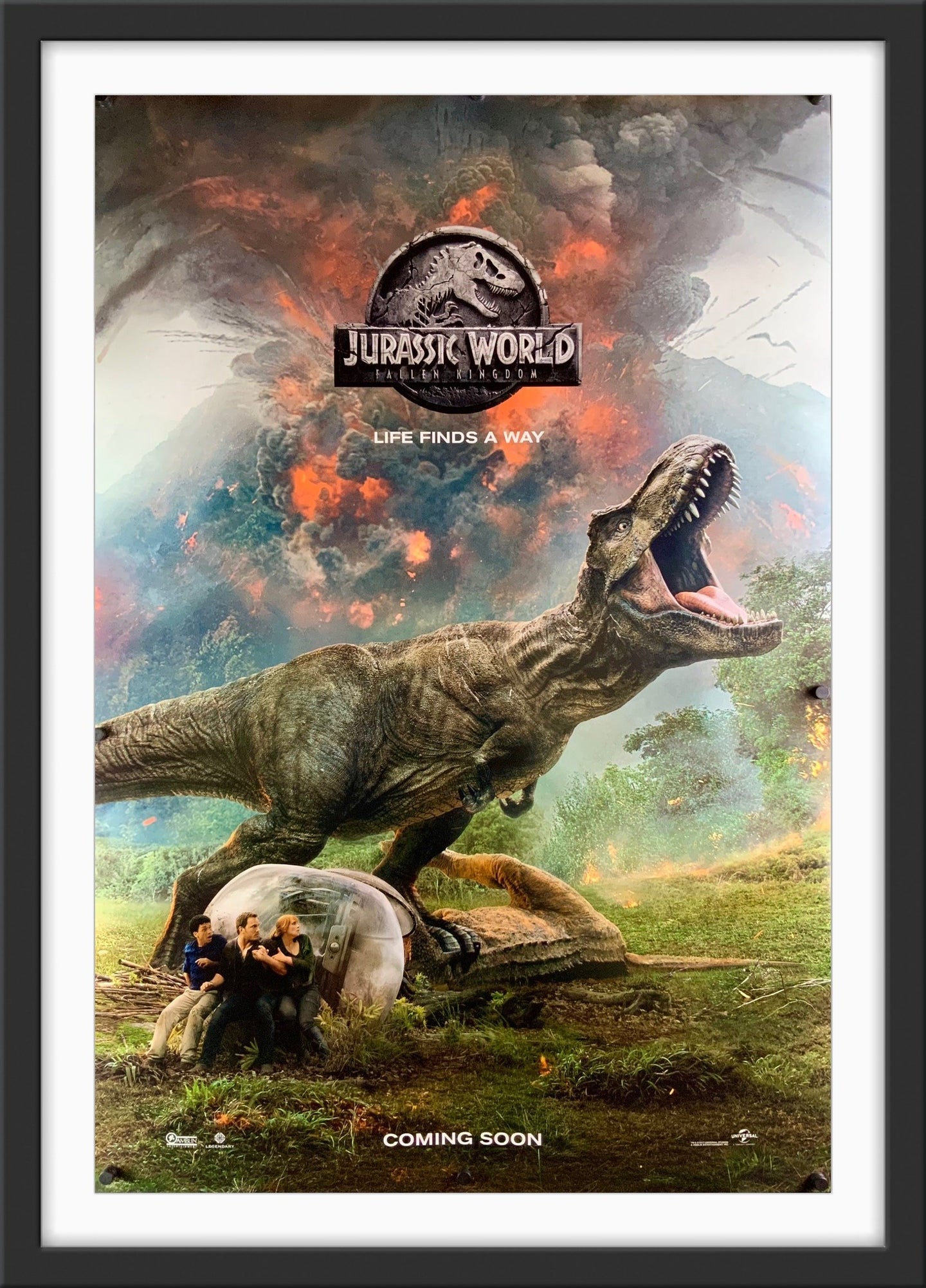 An original movie poster for the film Jurassic World: Fallen Kingdom