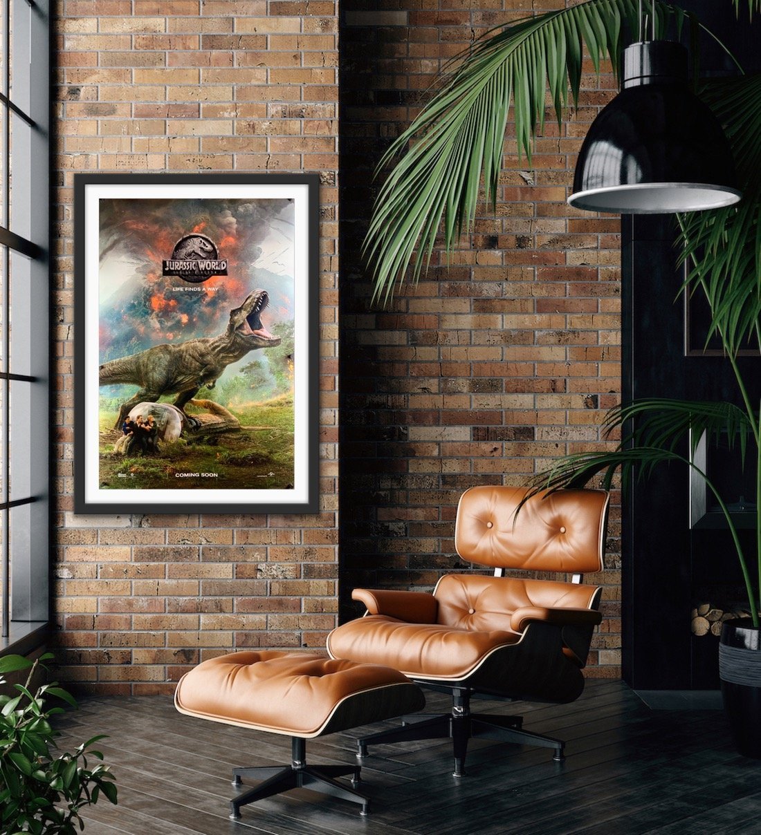 An original movie poster for the film Jurassic World: Fallen Kingdom