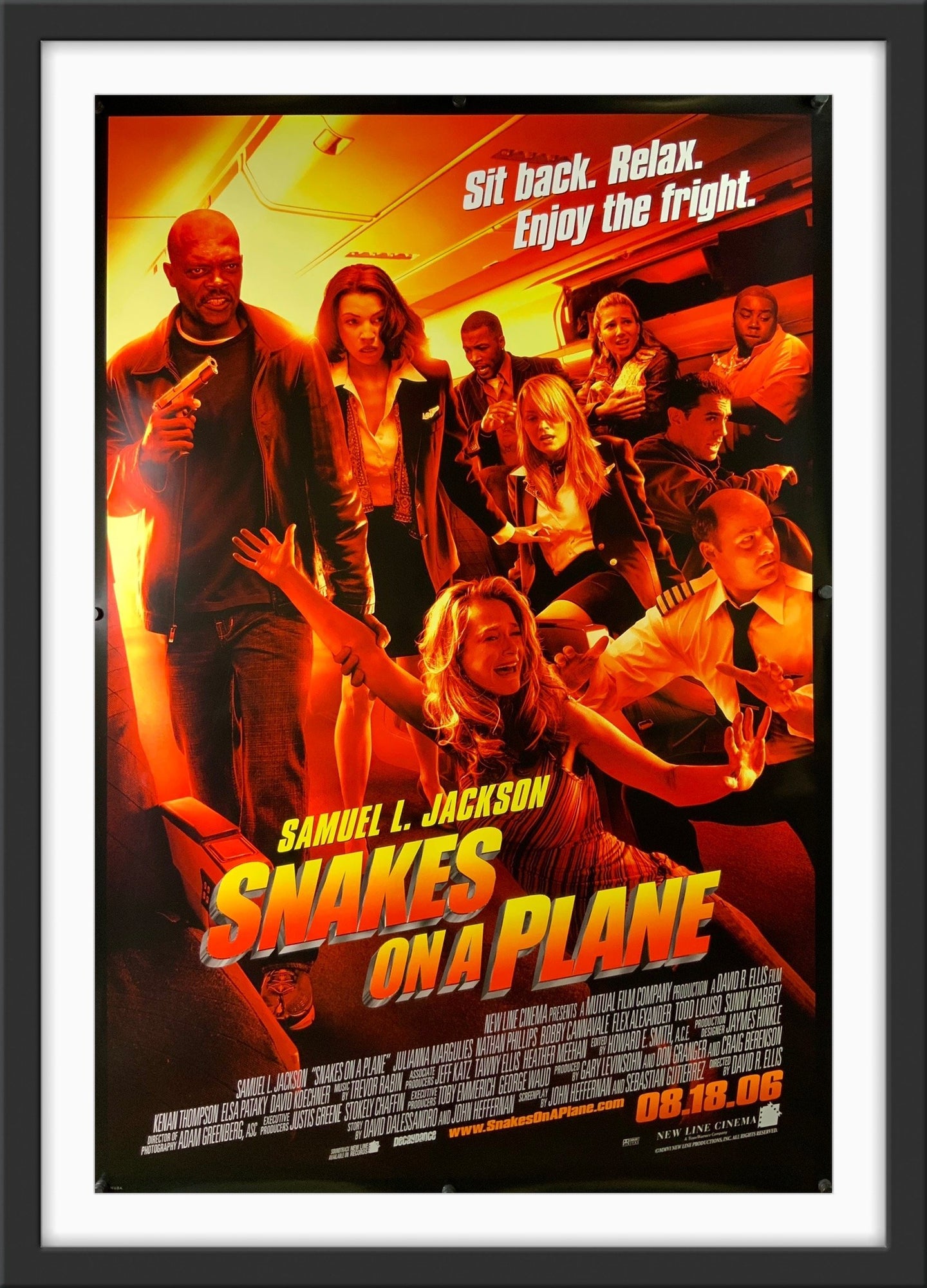 An original movie poster for the film Snakes On A Plane