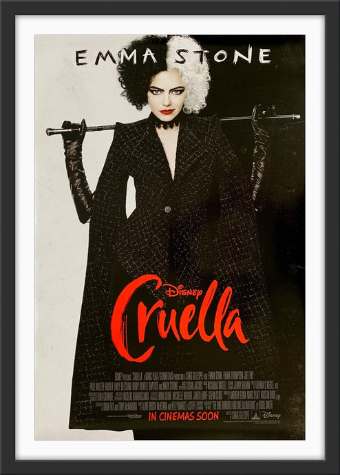 An original movie poster for the Disney film Cruella