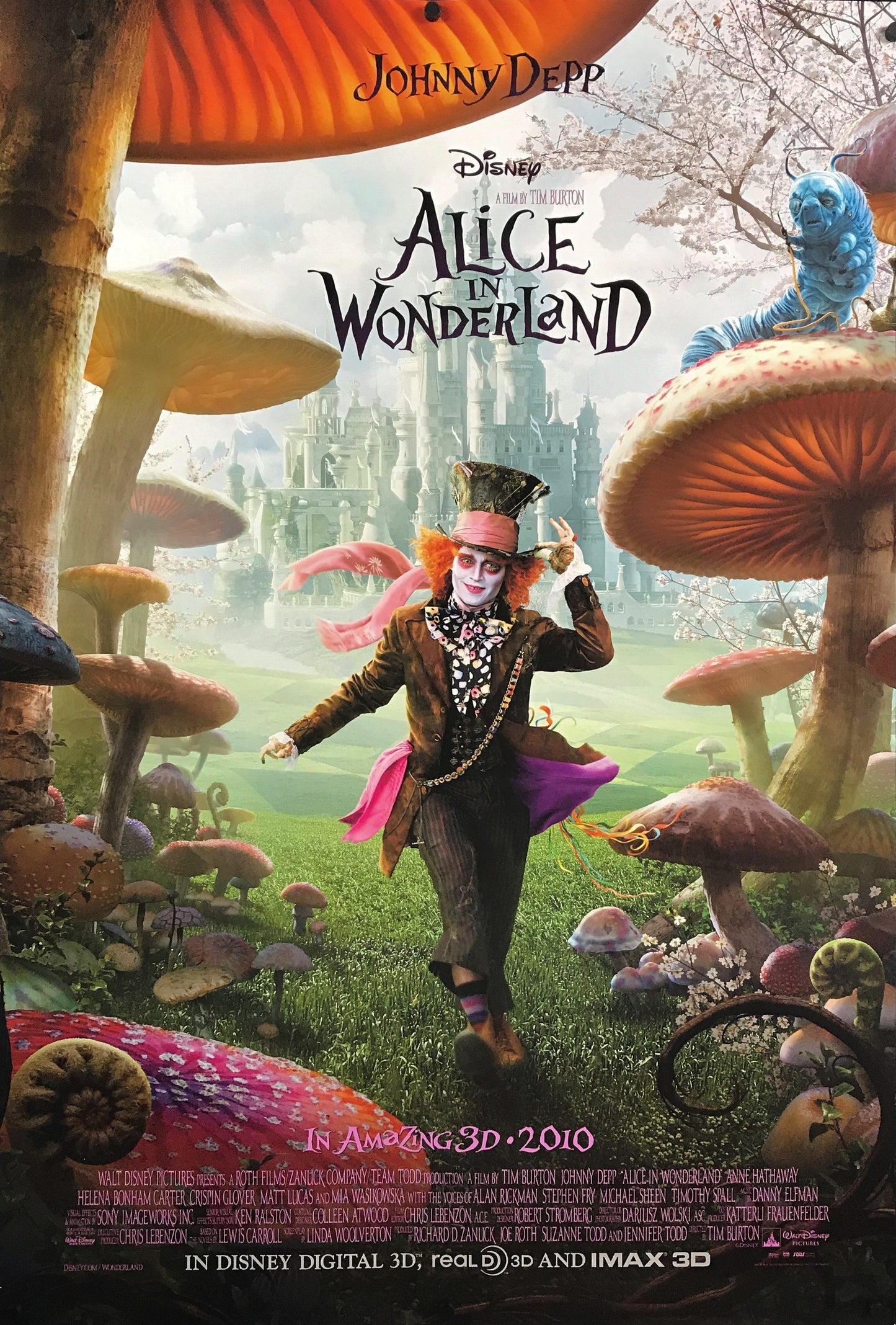 An original movie poster for the film Alice In Wonderland