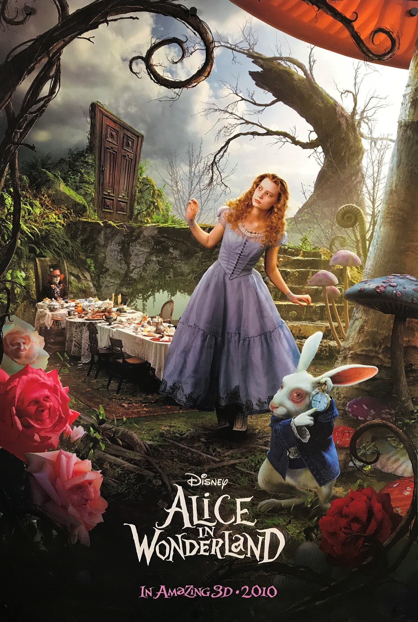 An original movie poster for the film Alice In Wonderland