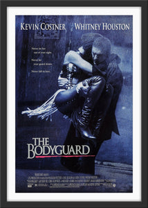 An original movie poster for the Whitney Houston and Kevin Costner film The Bodyguard