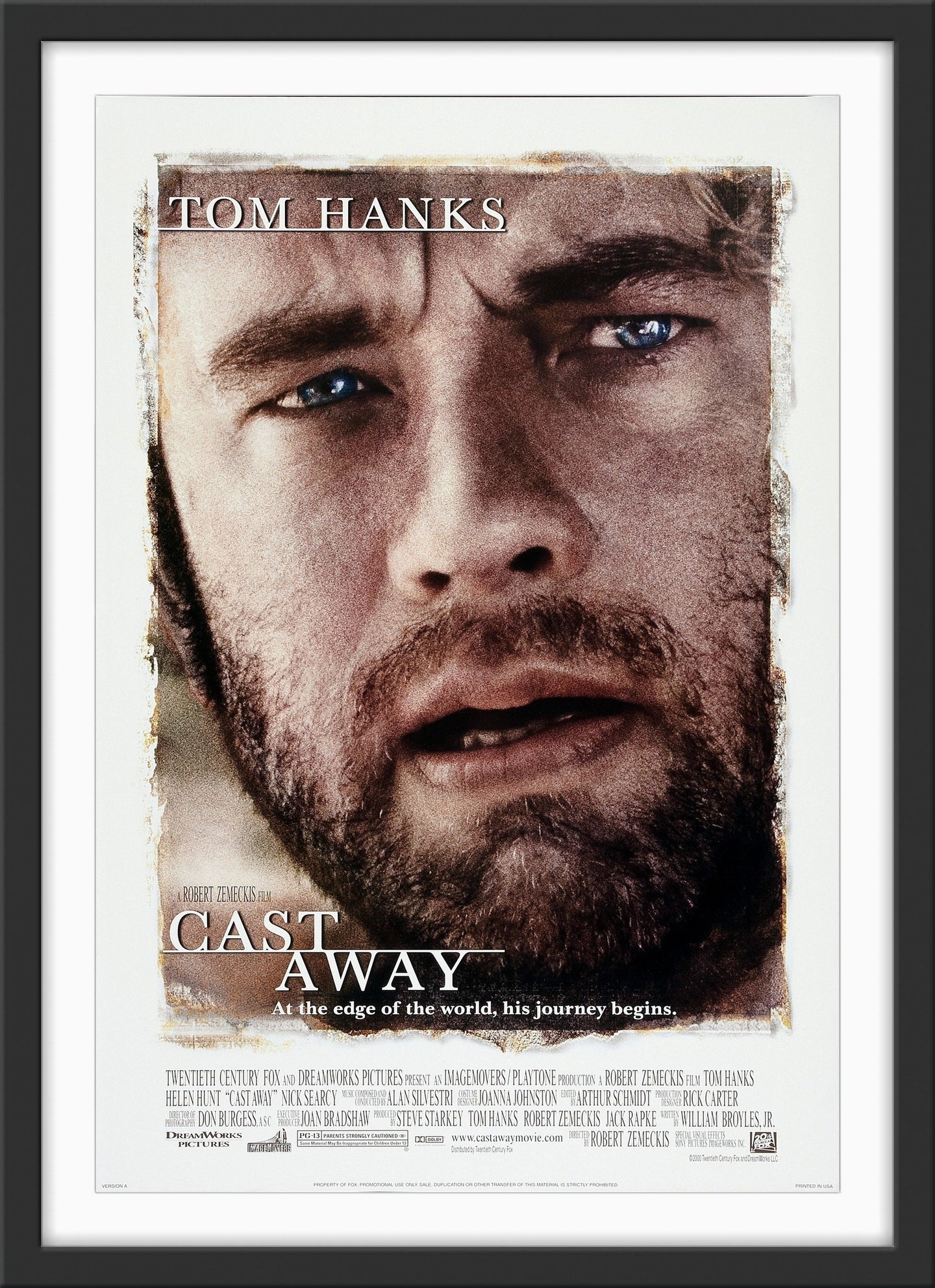 An original movie poster for the Tom Hanks film Cast Away