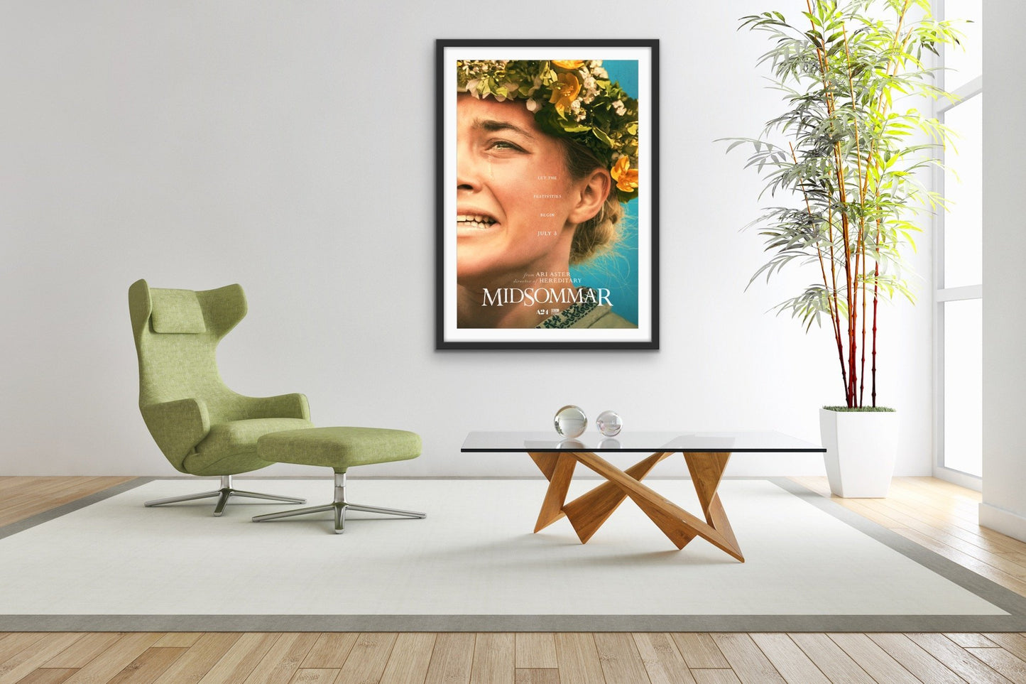 An original movie poster for the A24 film Midsommar