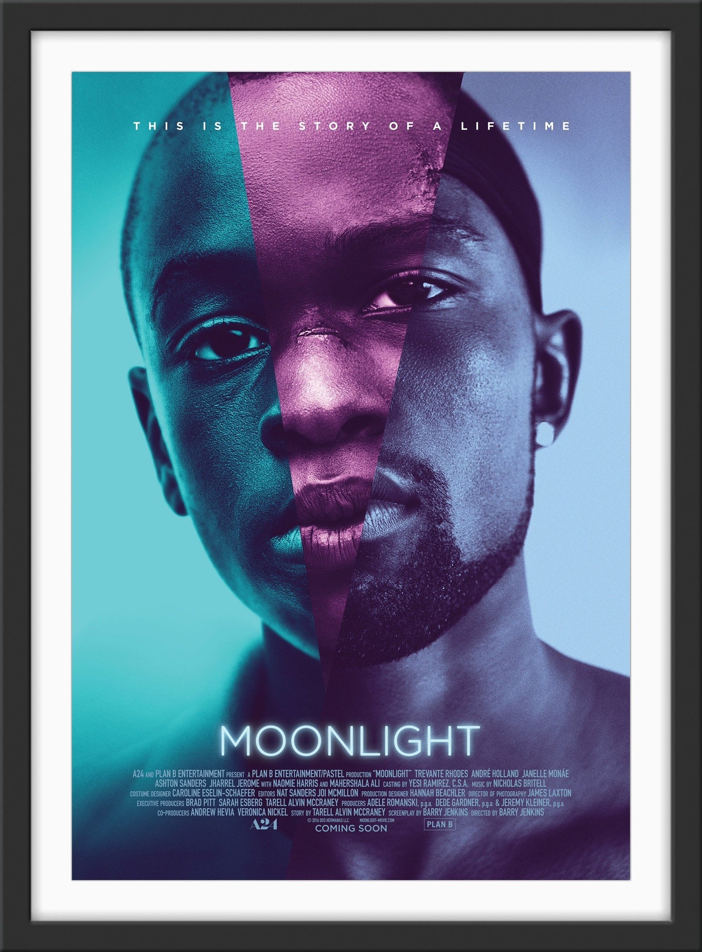 An original movie poster for the A24 film Moonlight