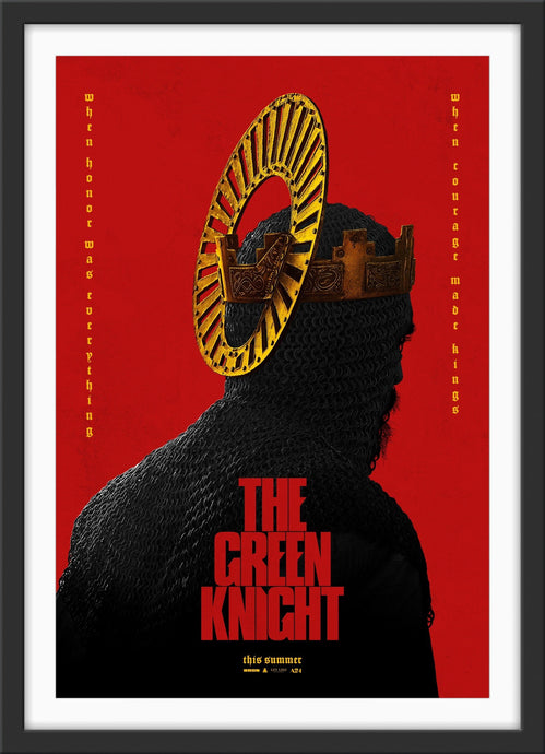 An original movie poster for the A24 film The Green Knight