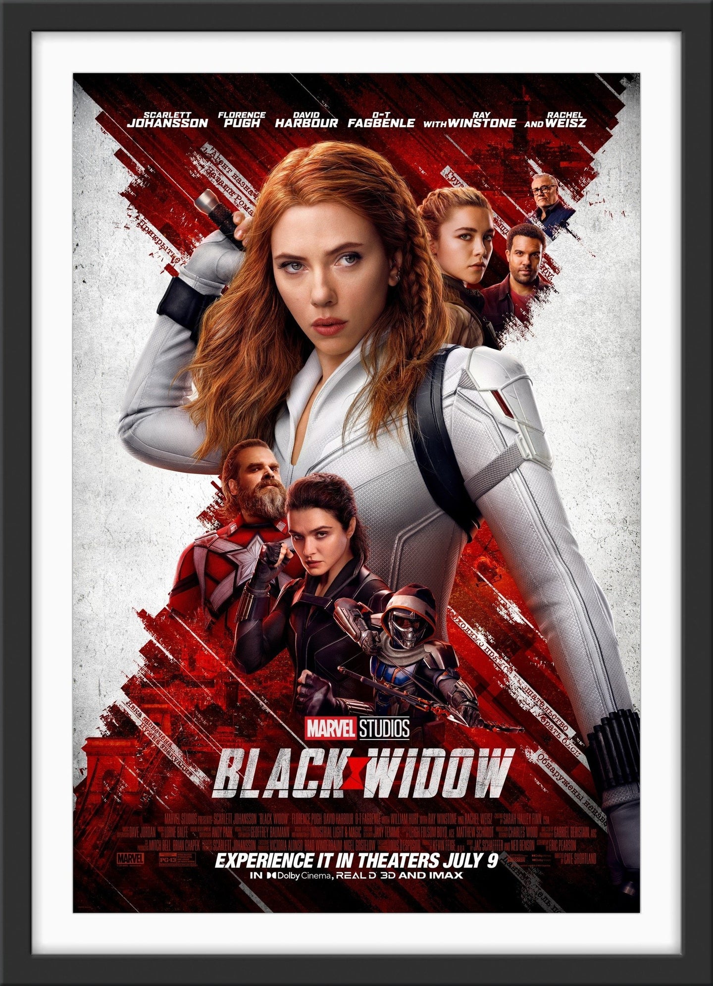 An original movie poster for the Marvel MCU film Black Widow starring Scarlett Johansson