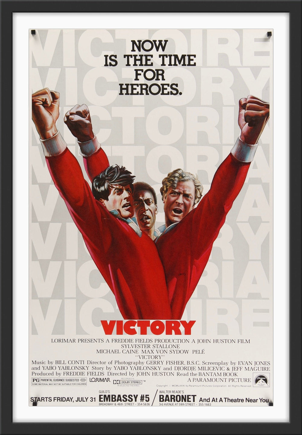 An original movie poster for the film Escape to Victory