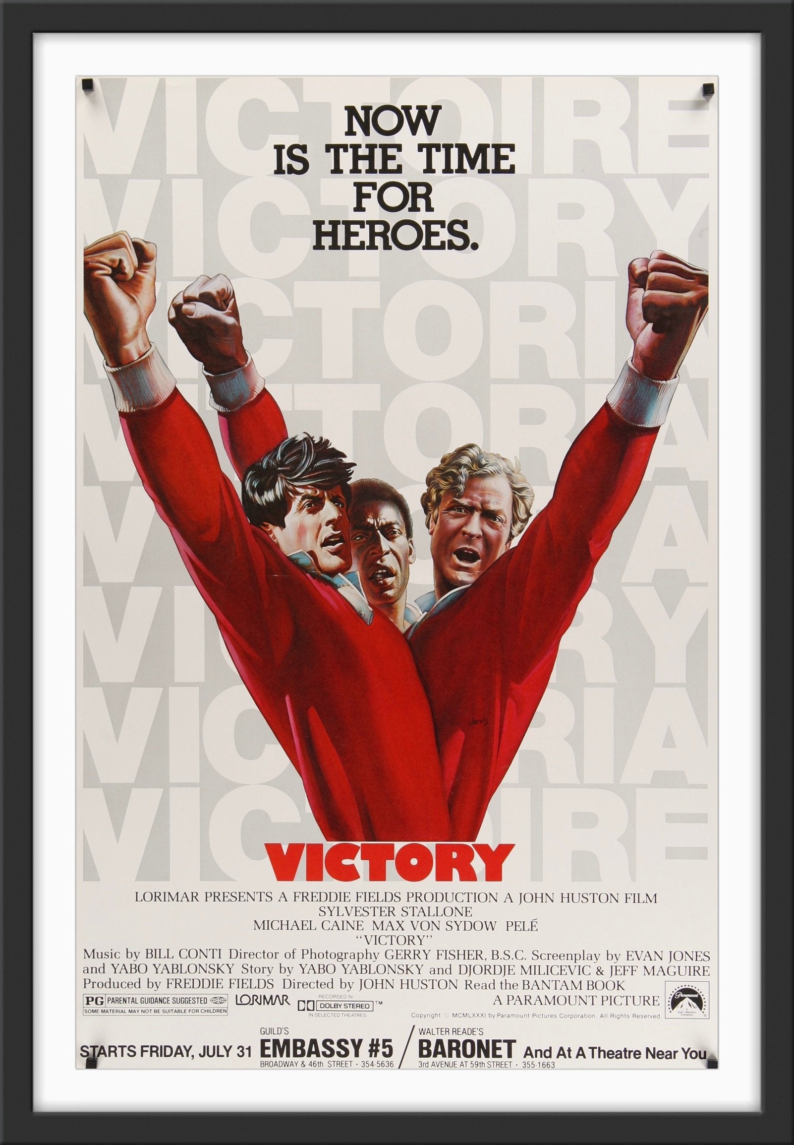 An original movie poster for the film Escape to Victory