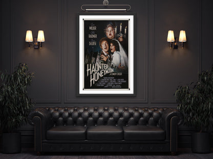 An original movie poster for the Gene Wilder film Haunted Honeymoon