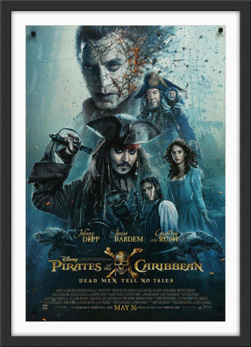 An original movie poster for the film Pirates of the Caribbean: Salazar's Revenge
