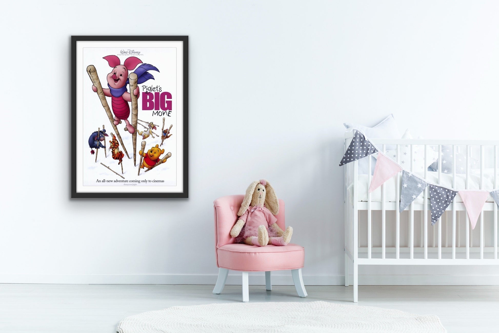 An original movie poster for the Disney Winnie the Pooh film Piglet's Big Movie