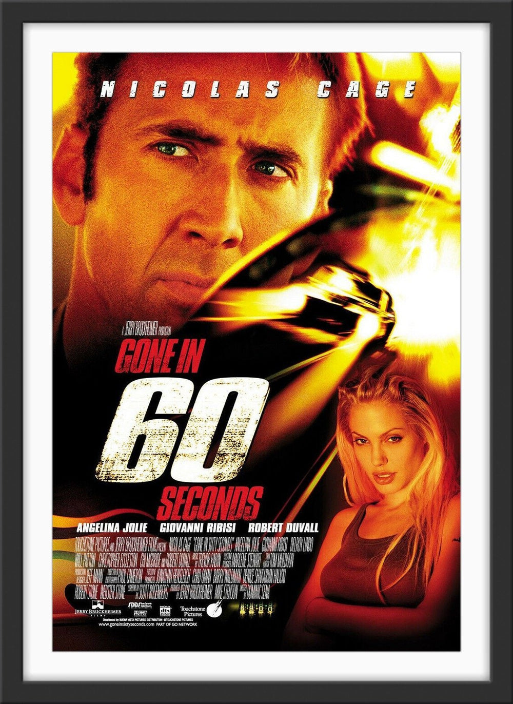 An original movie poster for the Nicholas Cage film Gone In 60 Seconds
