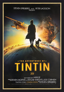 An original movie poster for the film The Adventures of TinTin