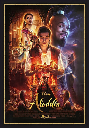 An original movie poster for the 2019 Disney film Aladdin