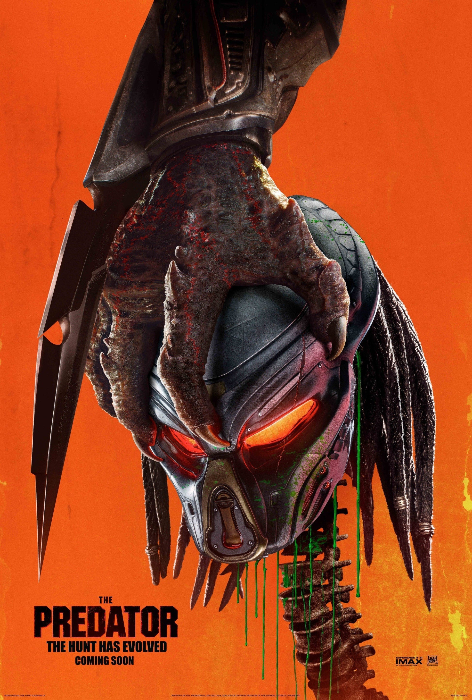 An original movie poster for the 2018 film The Predator