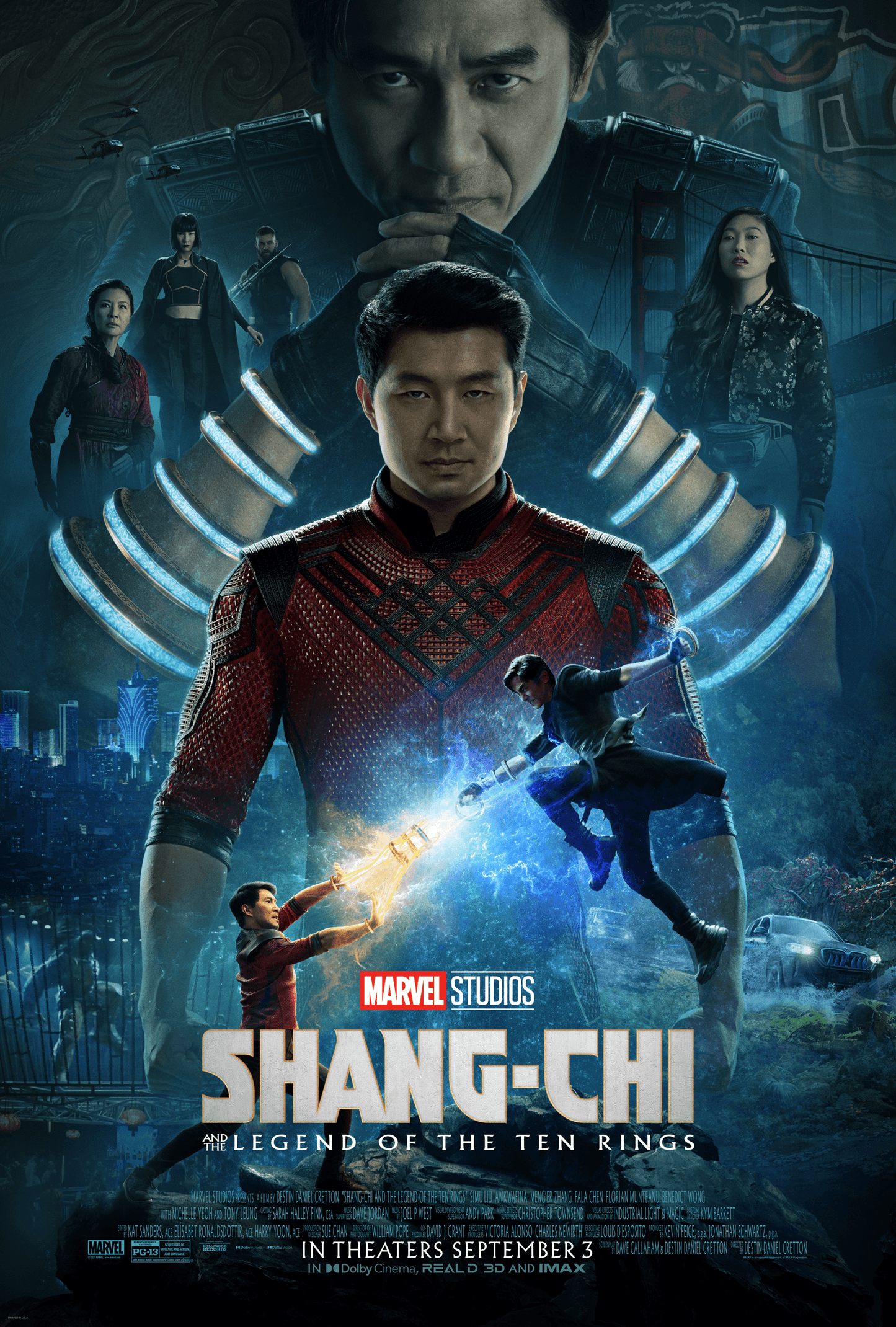 An original movie poster for the Marvel film Shang-Chi and the Legend of the Ten Rings