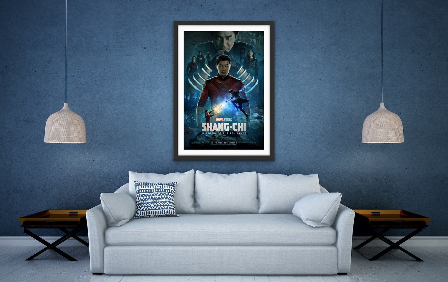 An original movie poster for the Marvel film Shang-Chi and the Legend of the Ten Rings