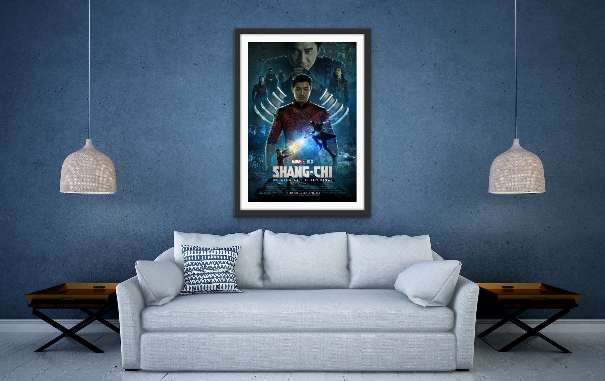 An original movie poster for the Marvel film Shang-Chi and the Legend of the Ten Rings