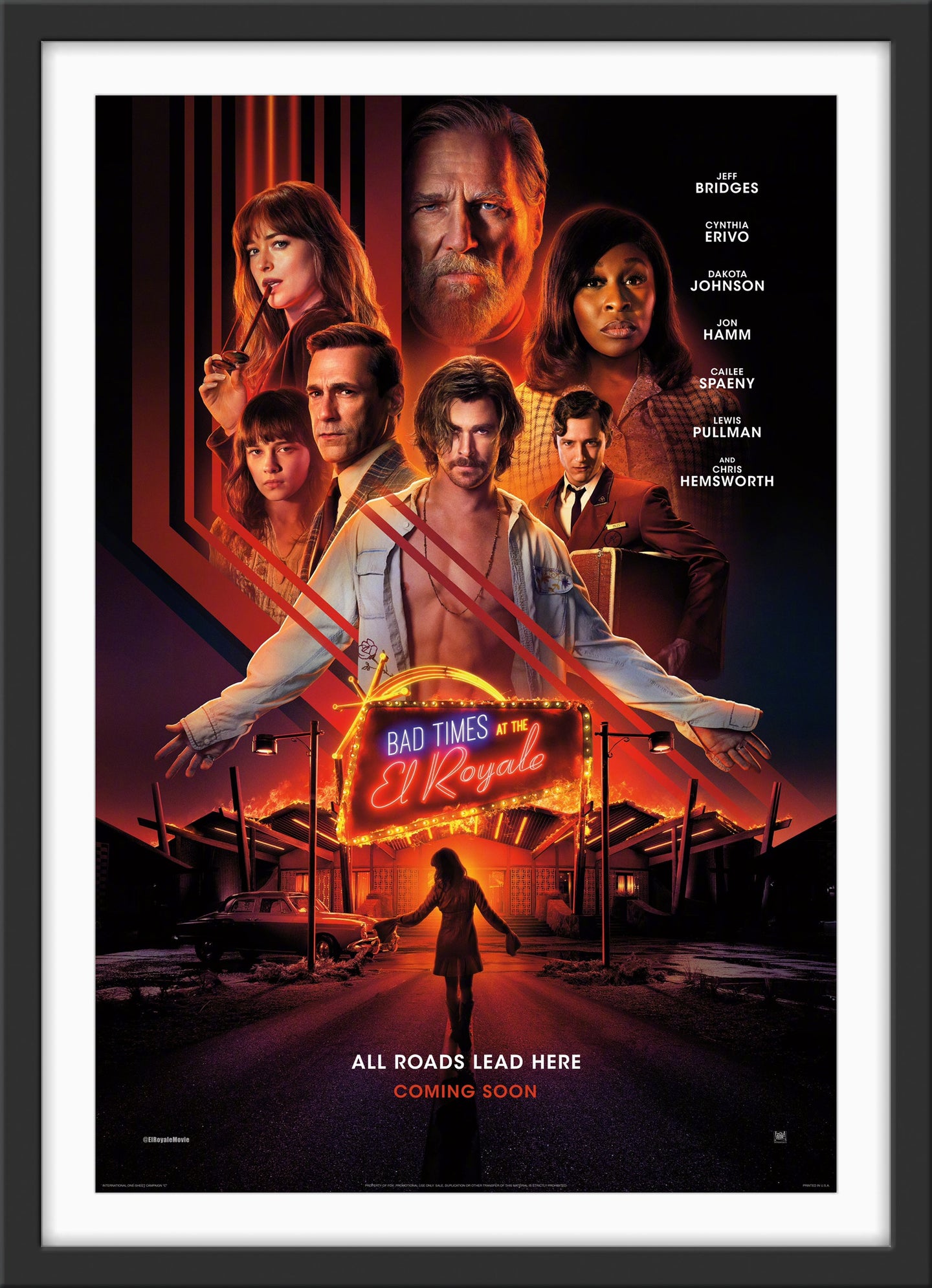 An original movie poster for the film Bad Times At The El Royale