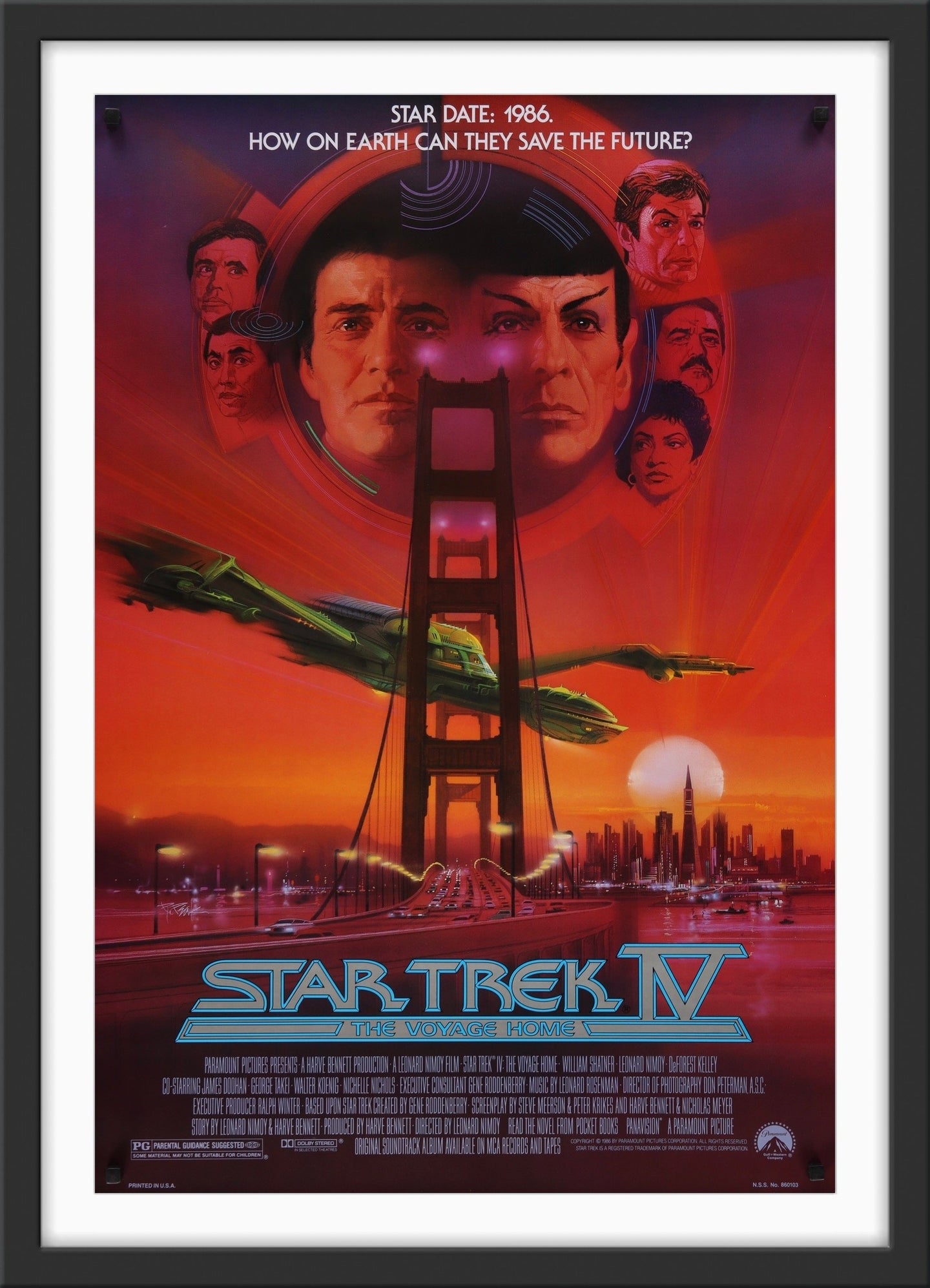 An original movie poster for the film Star Trek IV The Voyage Home