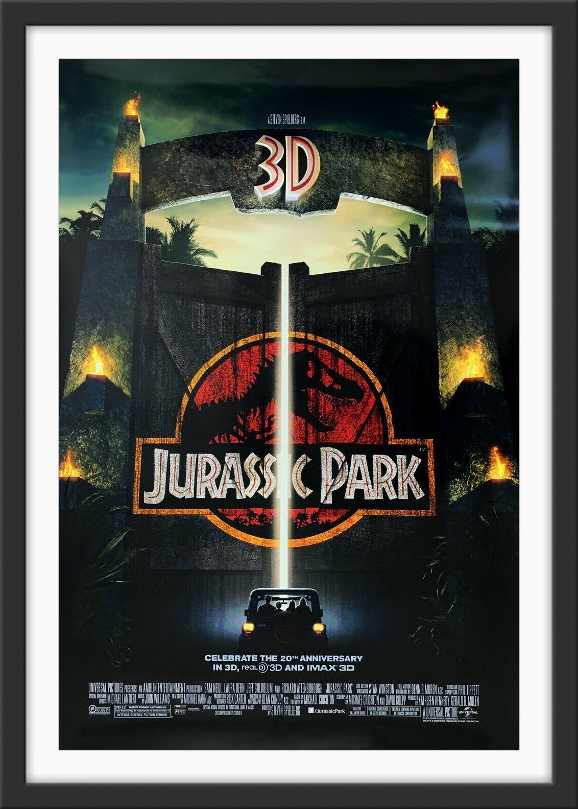 An original movie poster for Steven Spielberg's Jurassic Park