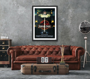 An original movie poster for Steven Spielberg's Jurassic Park