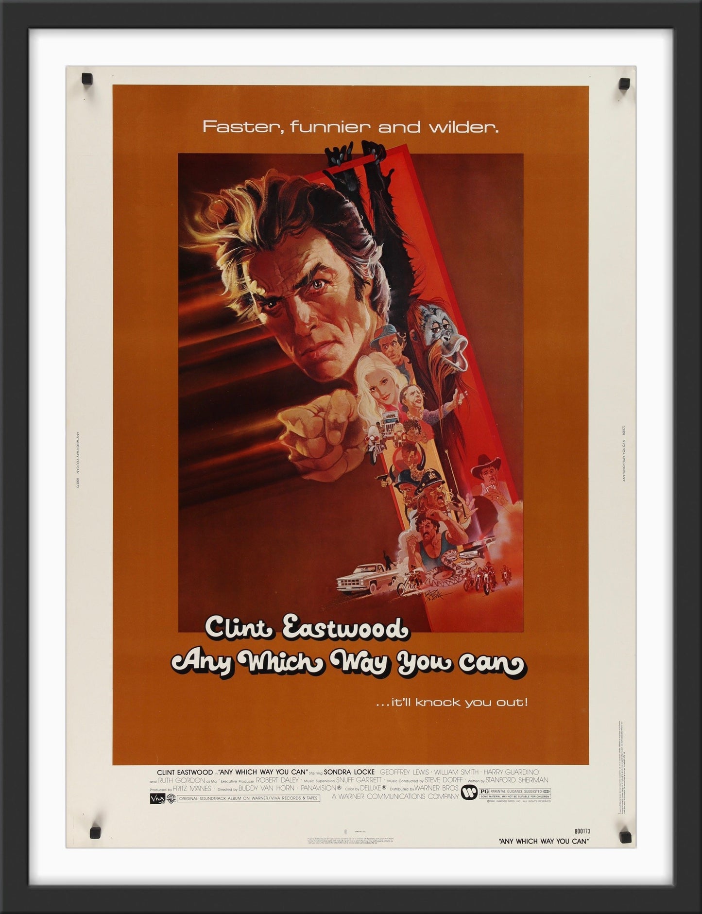 An original 30x40 movie poster for the Clint Eastwood film Any Which Way You Can