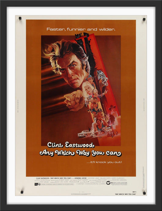 An original 30x40 movie poster for the Clint Eastwood film Any Which Way You Can